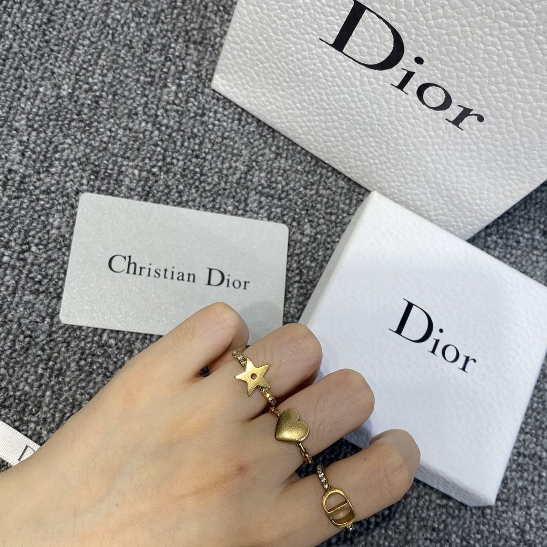 retro heart-shaped star three-piece ring