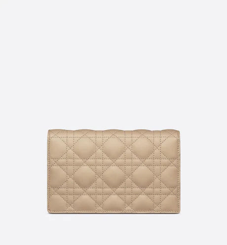 LADY DIOR CHAIN POUCH Sand-Colored Cannage Lambskin