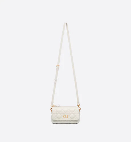 DIOR CARO POUCH Latte Supple Cannage Calfskin