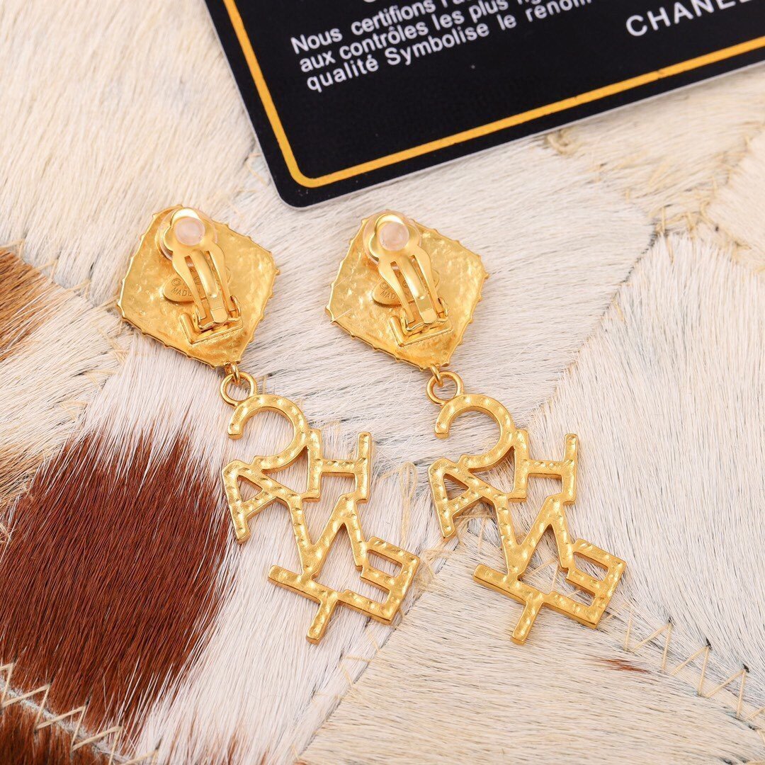 Fashion Golden Letter Pendant Earrings