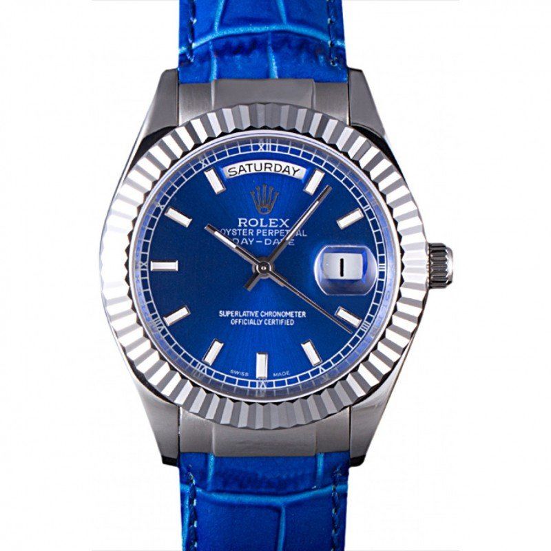 Swiss Rolex Day-Date Oyster Collection Blue Leather Band 621490