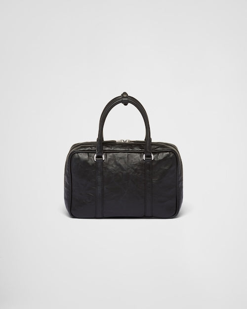 Prada Medium antique nappa leather top handle bag - Black