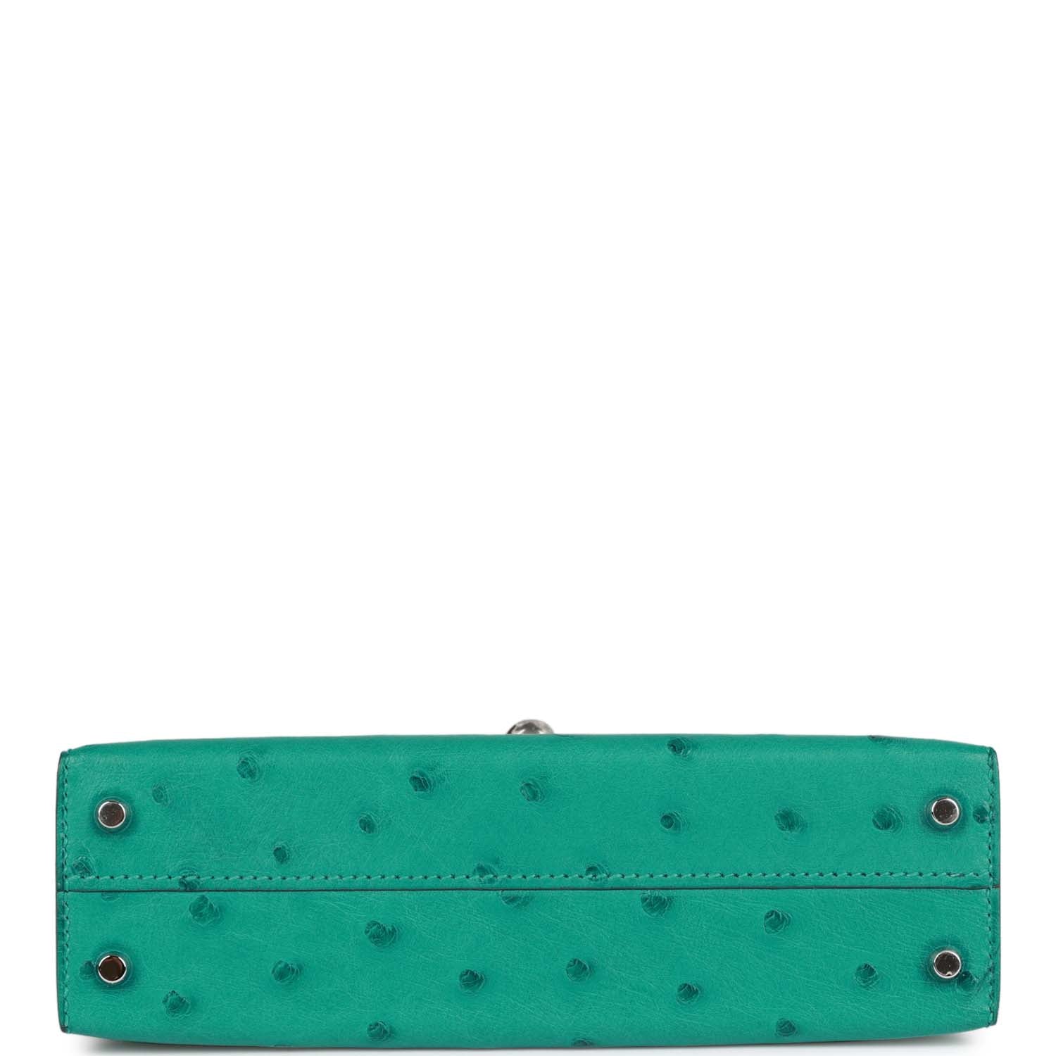 Hermès Kelly Sellier 20 Vert Verone Ostrich Palladium Hardware