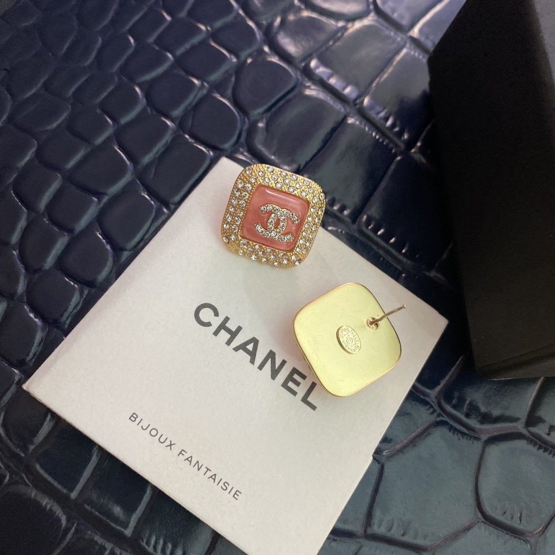 Candy Color Square Rhinestone Stud Earrings