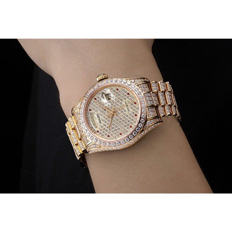 Swiss Rolex Day-Date Diamonds Yellow Gold-SRL185 621615