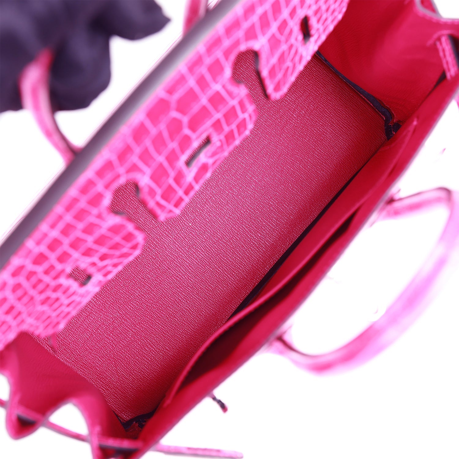 Hermès Birkin 25 Rose Mexico Shiny Porosus Crocodile Palladium Hardware