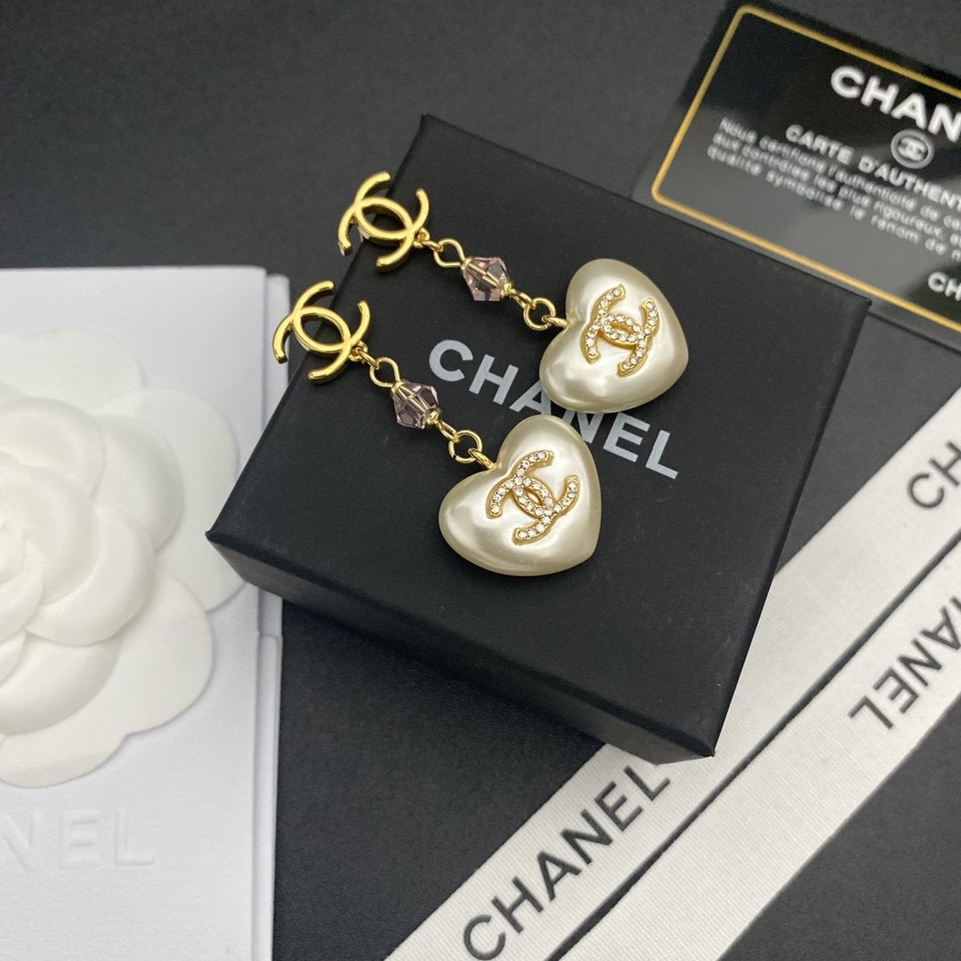 Exquisite Double C Rhinestone Pendant Earrings