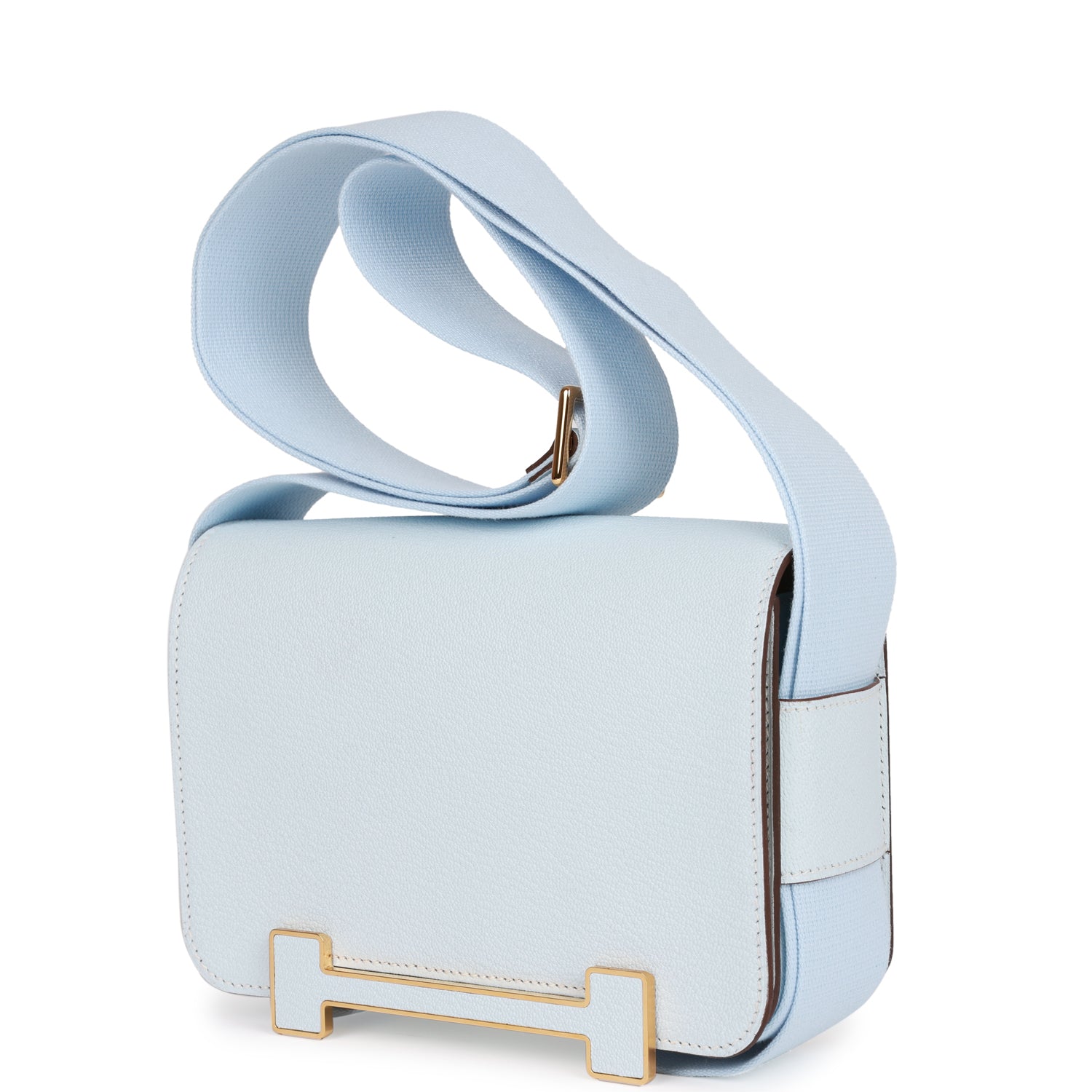Hermès Geta Bleu Brume Verso Chevre Gold Hardware