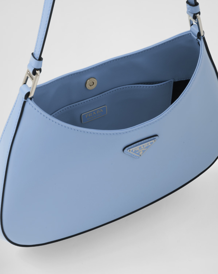 Prada Cleo brushed leather shoulder bag - Celeste