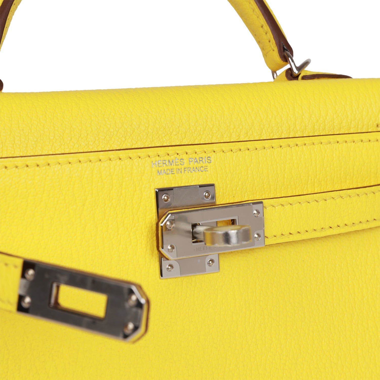 Hermès Kelly Sellier 20 Jaune Citron Chèvre Palladium Hardware