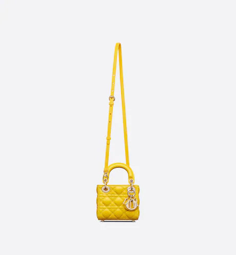 MICRO LADY DIOR BAG Yellow Cannage Lambskin