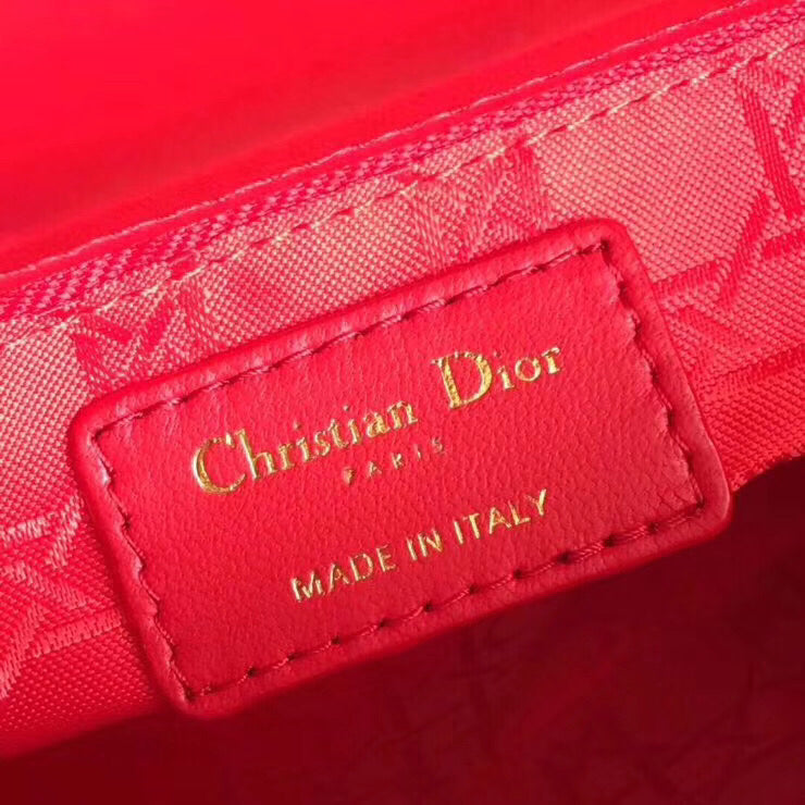 Dior Lady Dior Mini Chain Bag In Red Lambskin