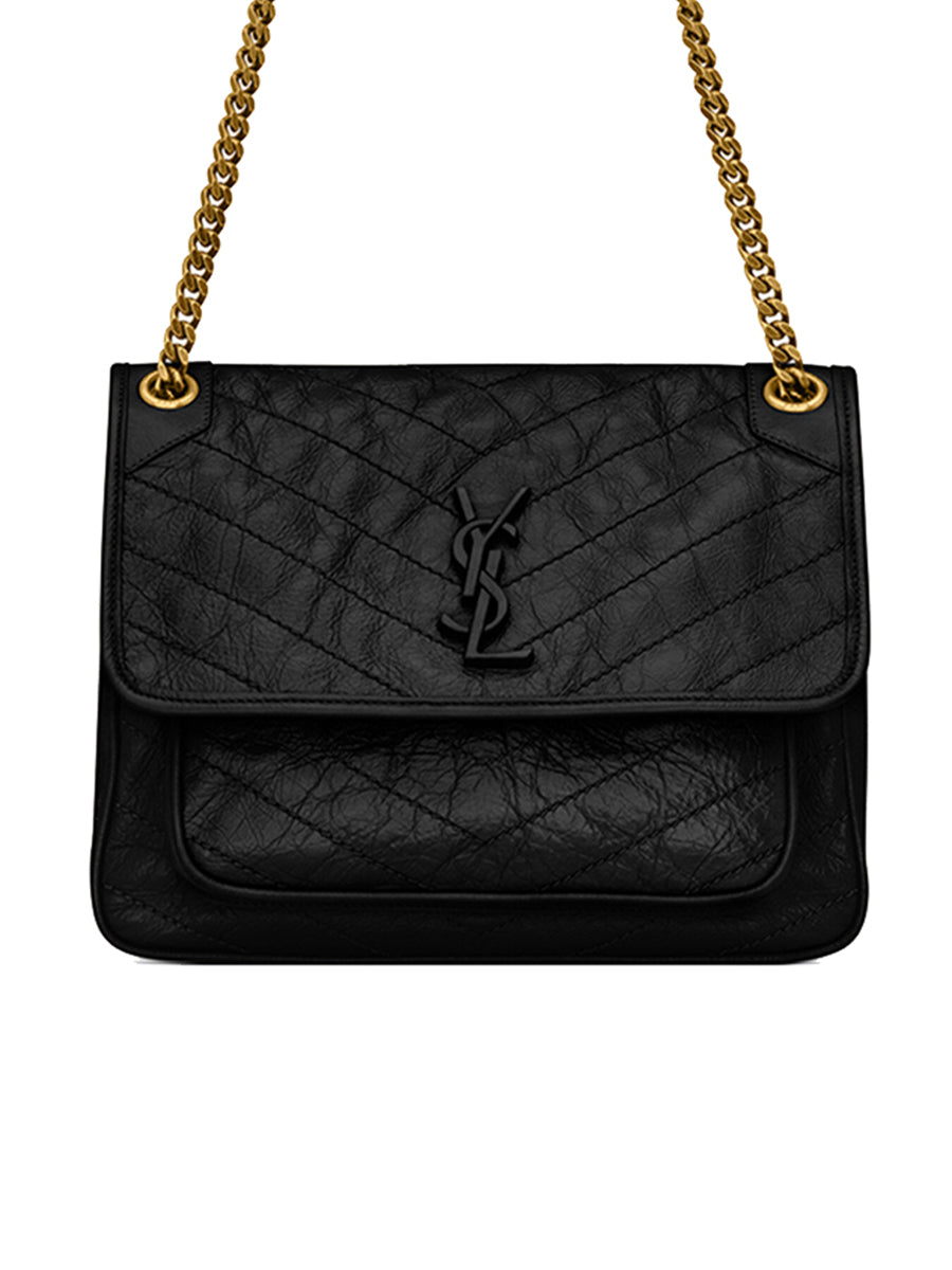 YSL Niki Medium Chain Bag in Crinkled Vintage Leather