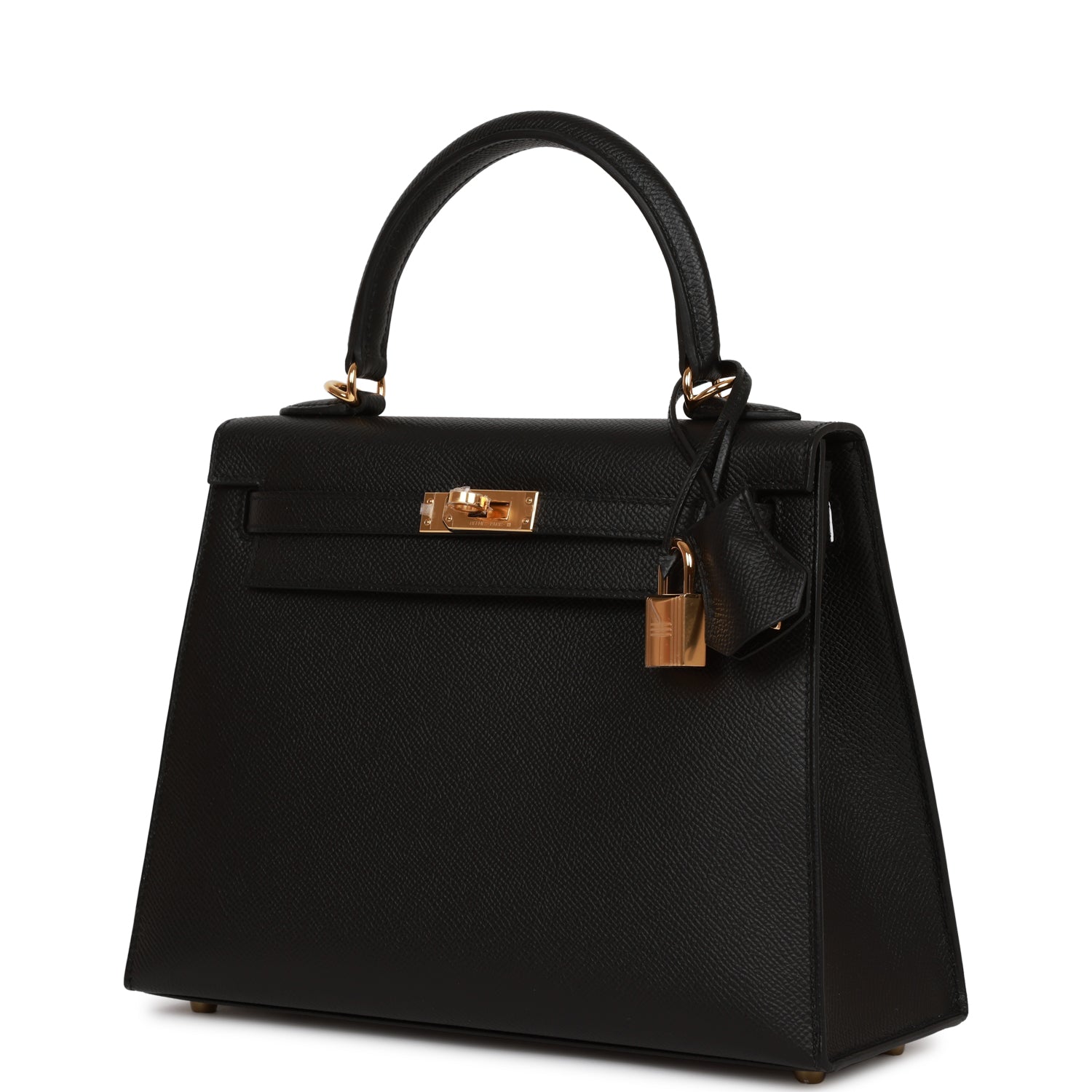 Hermès Kelly Sellier 25 Black Epsom Gold Hardware
