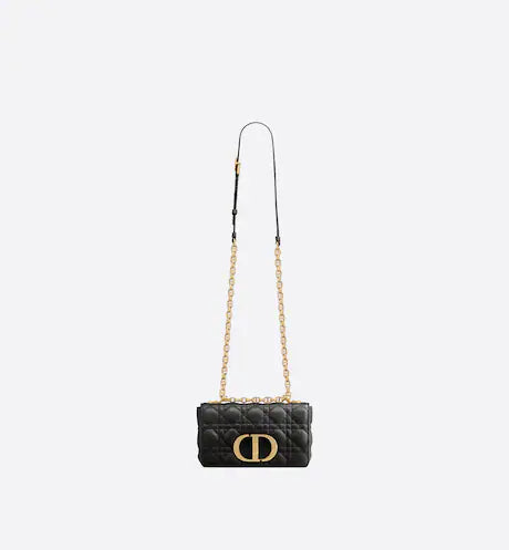 SMALL DIOR CARO BAG Black Supple Cannage Calfskin