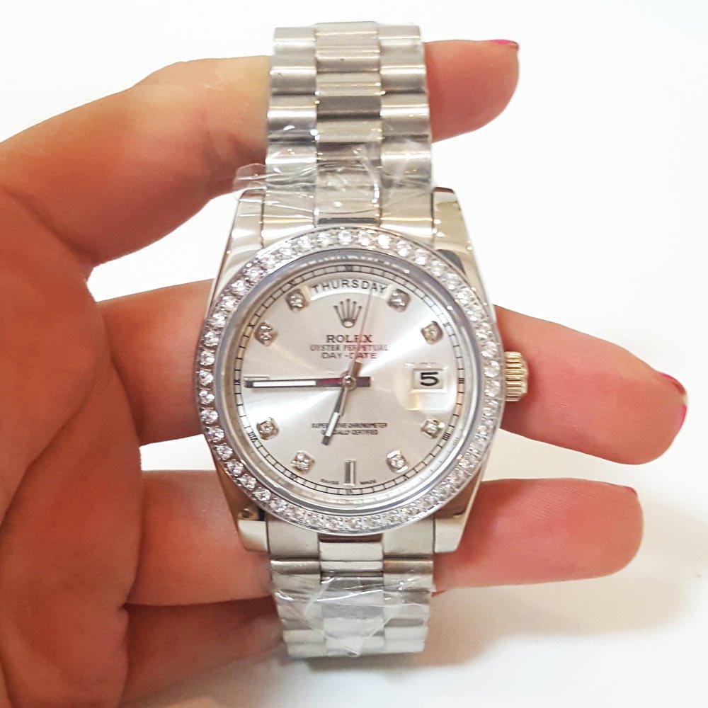 Replica Rolex Day-Date 36mm Silver Dial 118346