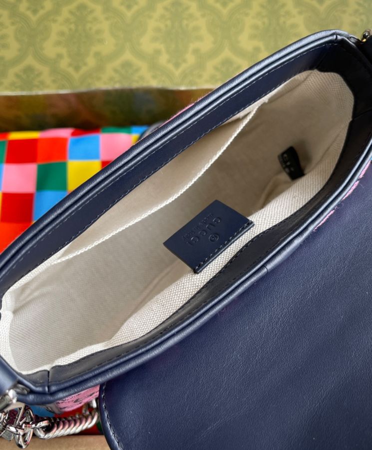 Gucci GG Marmont Multicolor Mini Top Handle Bag 583571 Pink