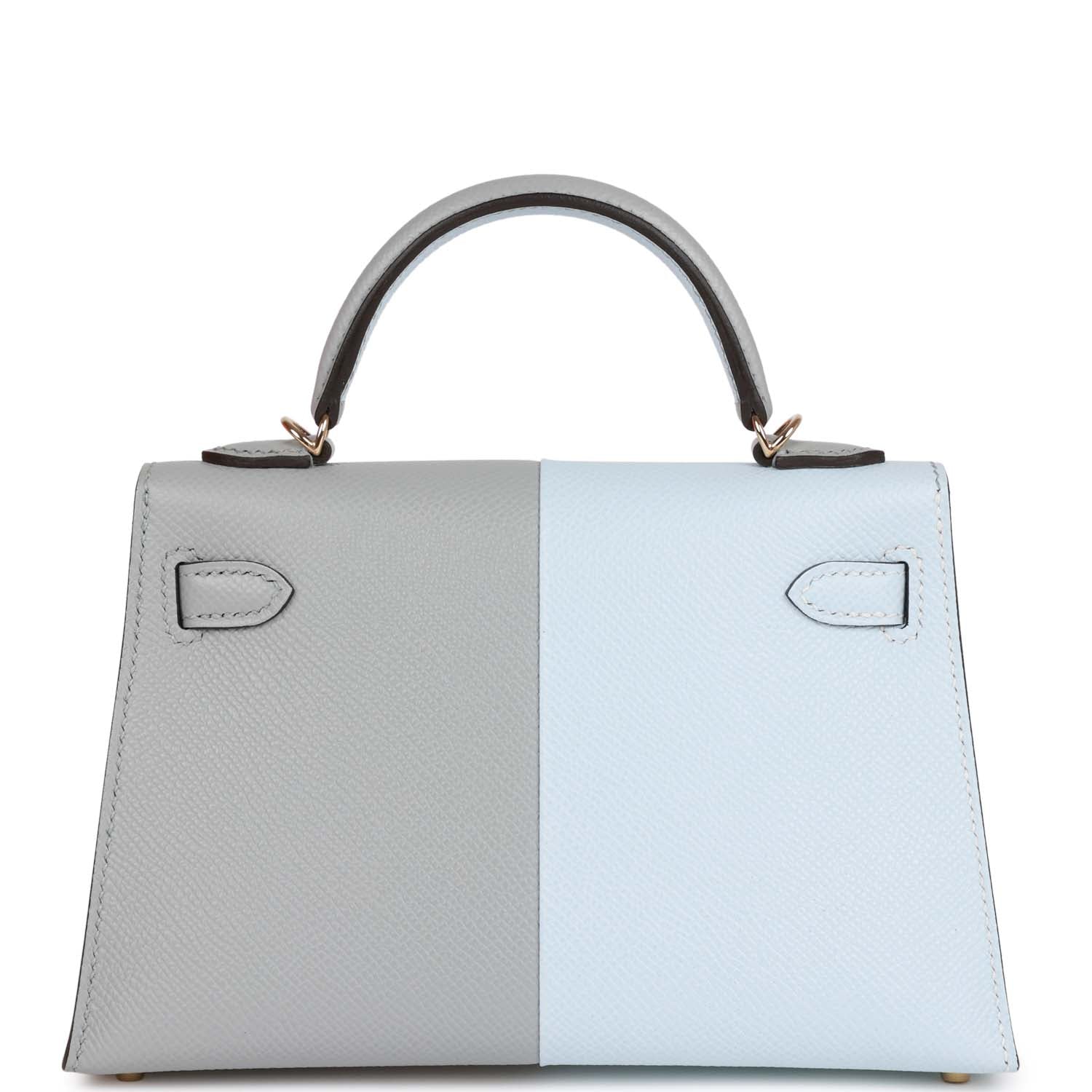Hermès Special Order (HSS) Kelly Sellier 20 Casaque Bleu Brume and Gris Meyer Epsom Permabrass Hardware