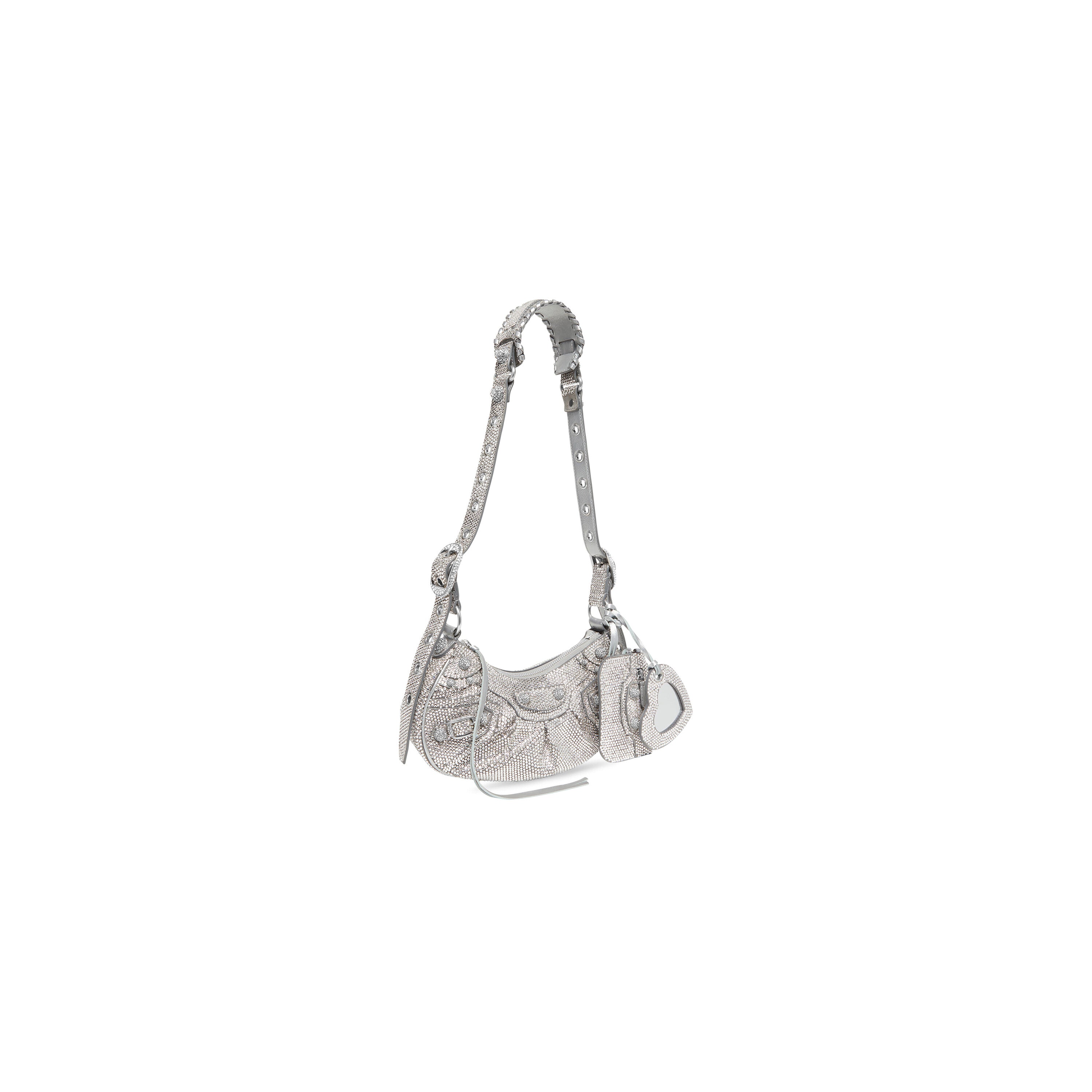 WOMEN'S LE CAGOLE XS SHOULDER BAG WITH RHINESTONES IN GREY