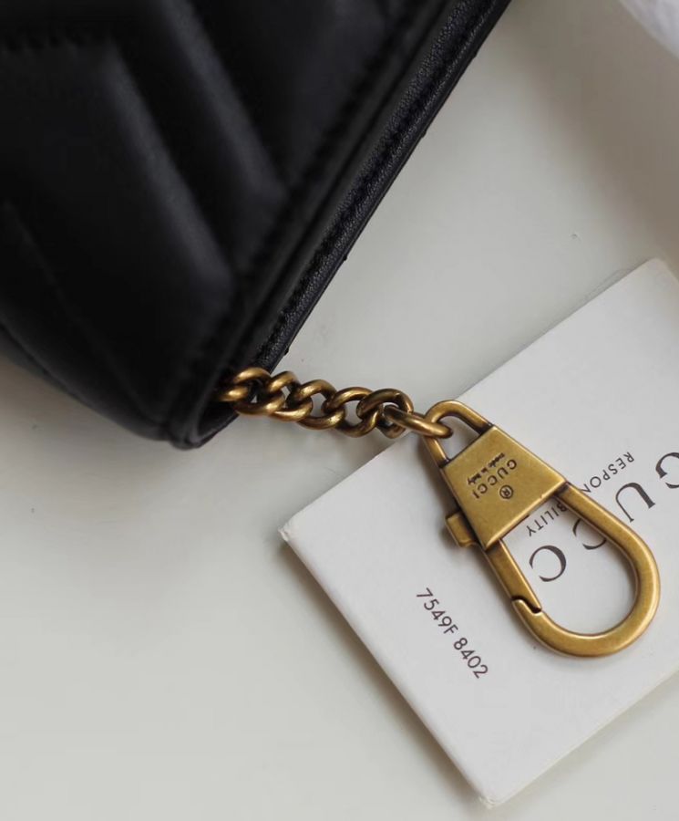 Gucci Marmont GG Mini Quilted Black Leather Cross Body Bag 488426 Black