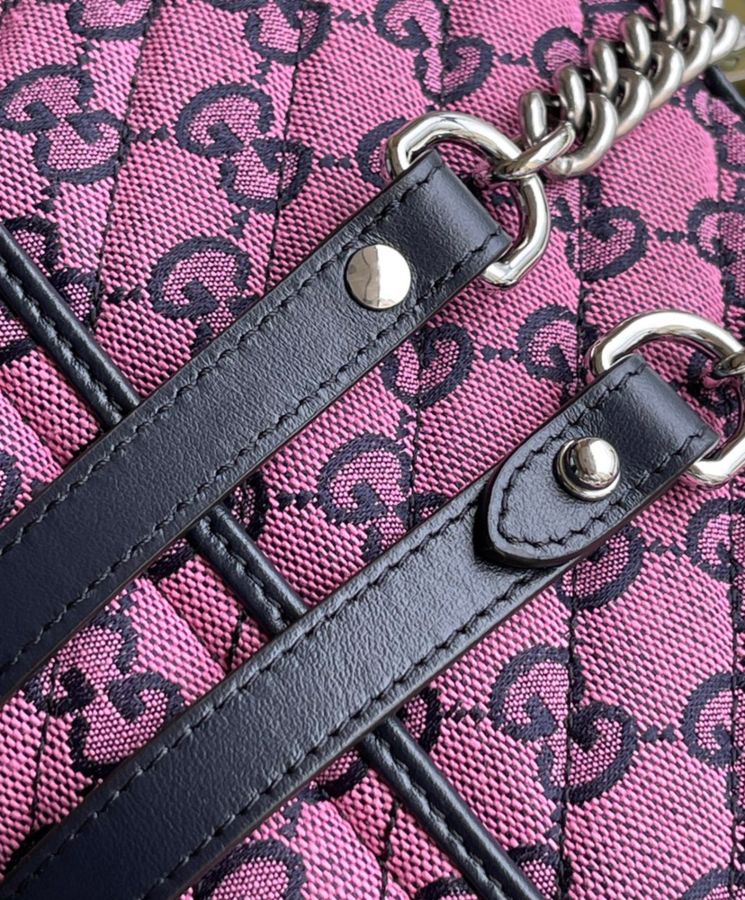 Gucci GG Marmont Multicolor Mini Top Handle Bag 583571 Pink
