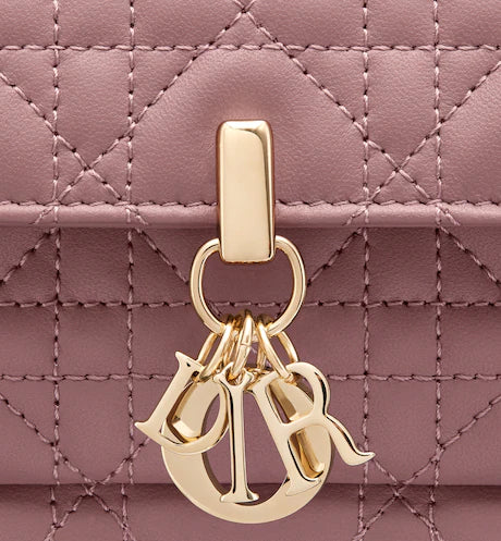 LADY DIOR CHAIN POUCH Peony Pink Cannage Lambskin