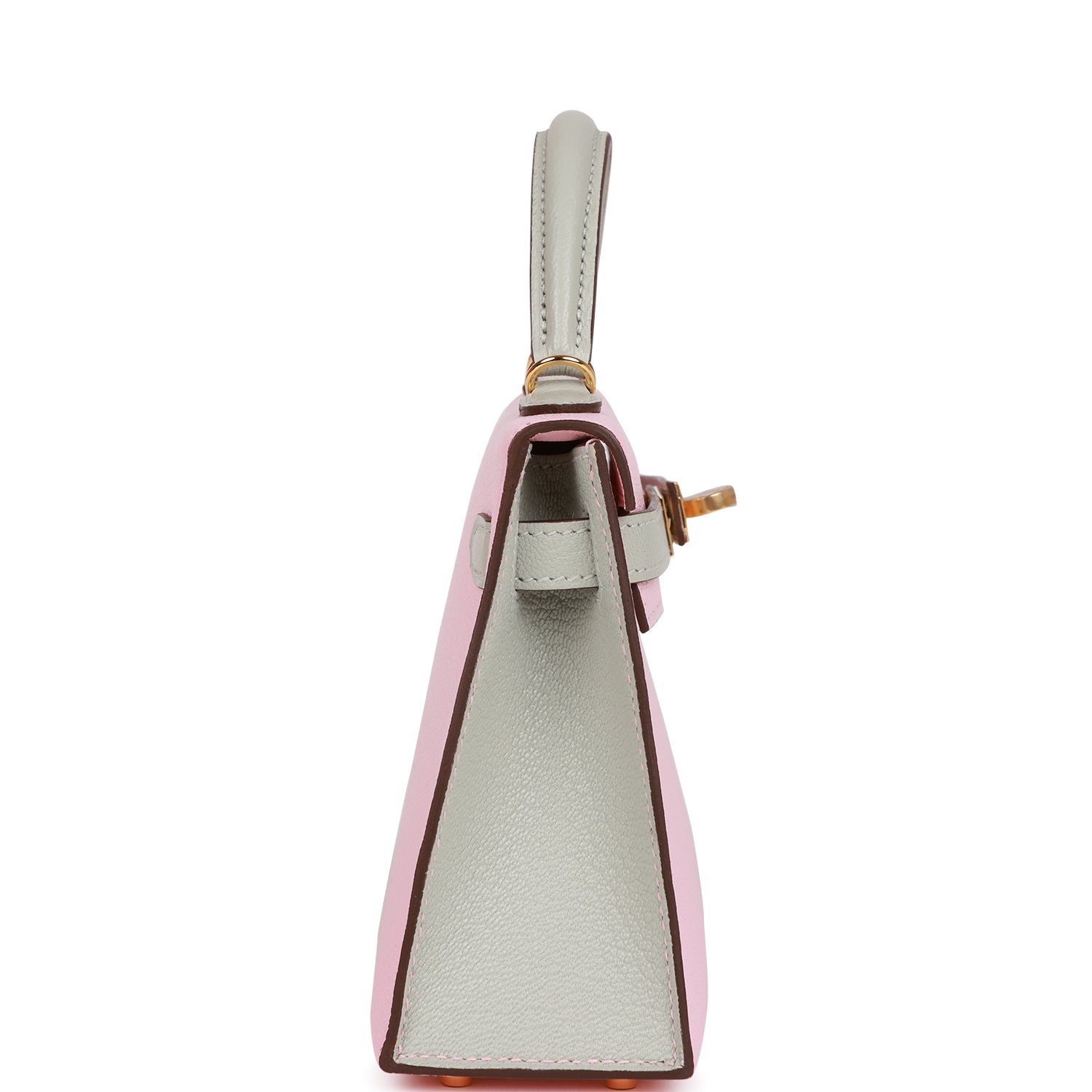 Hermès Special Order (HSS) Kelly Sellier 20 Rose Sakura and Gris Perle Chevre Gold Hardware