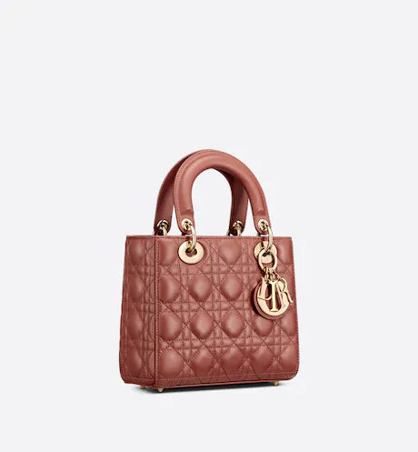 SMALL LADY DIOR MY ABCDIOR BAG Rust-Colored Cannage Lambskin