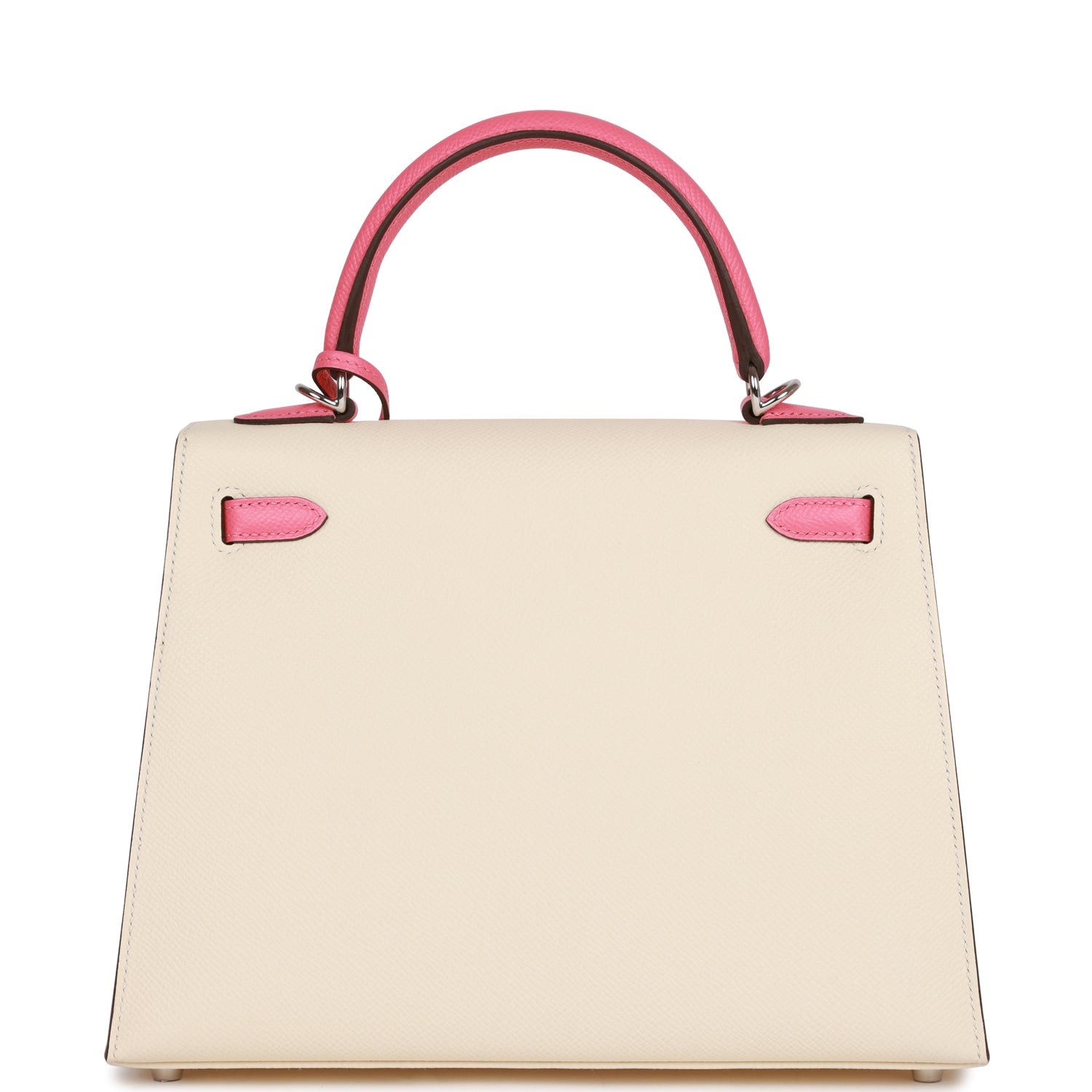 Hermès Special Order (HSS) Kelly Sellier 25 Nata and Rose Azalee Epsom Palladium Hardware