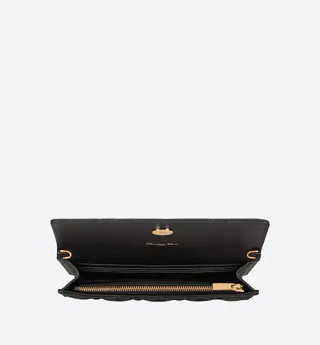 DIOR CARO POUCH Black Supple Cannage Calfskin