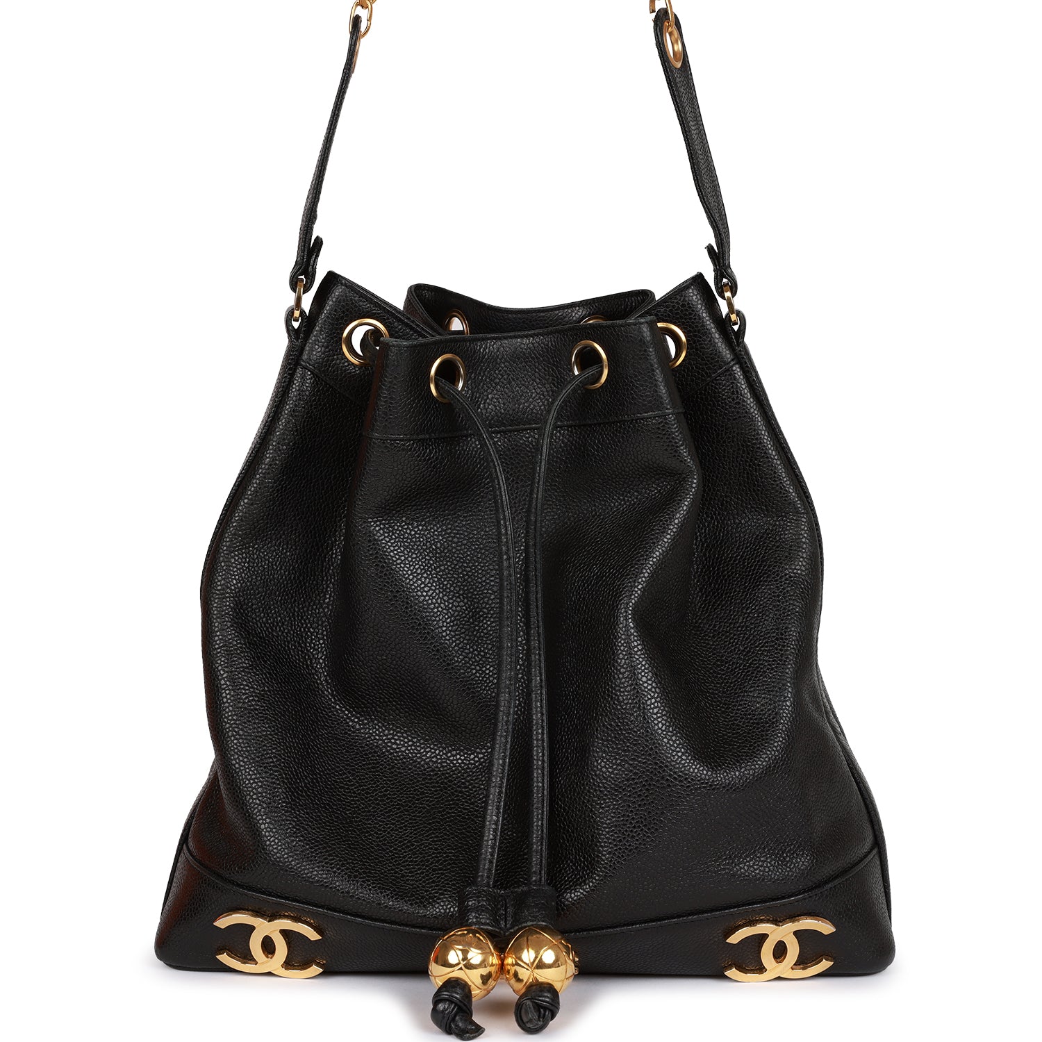 Vintage CC Bucket Bag Black Caviar Gold Hardware