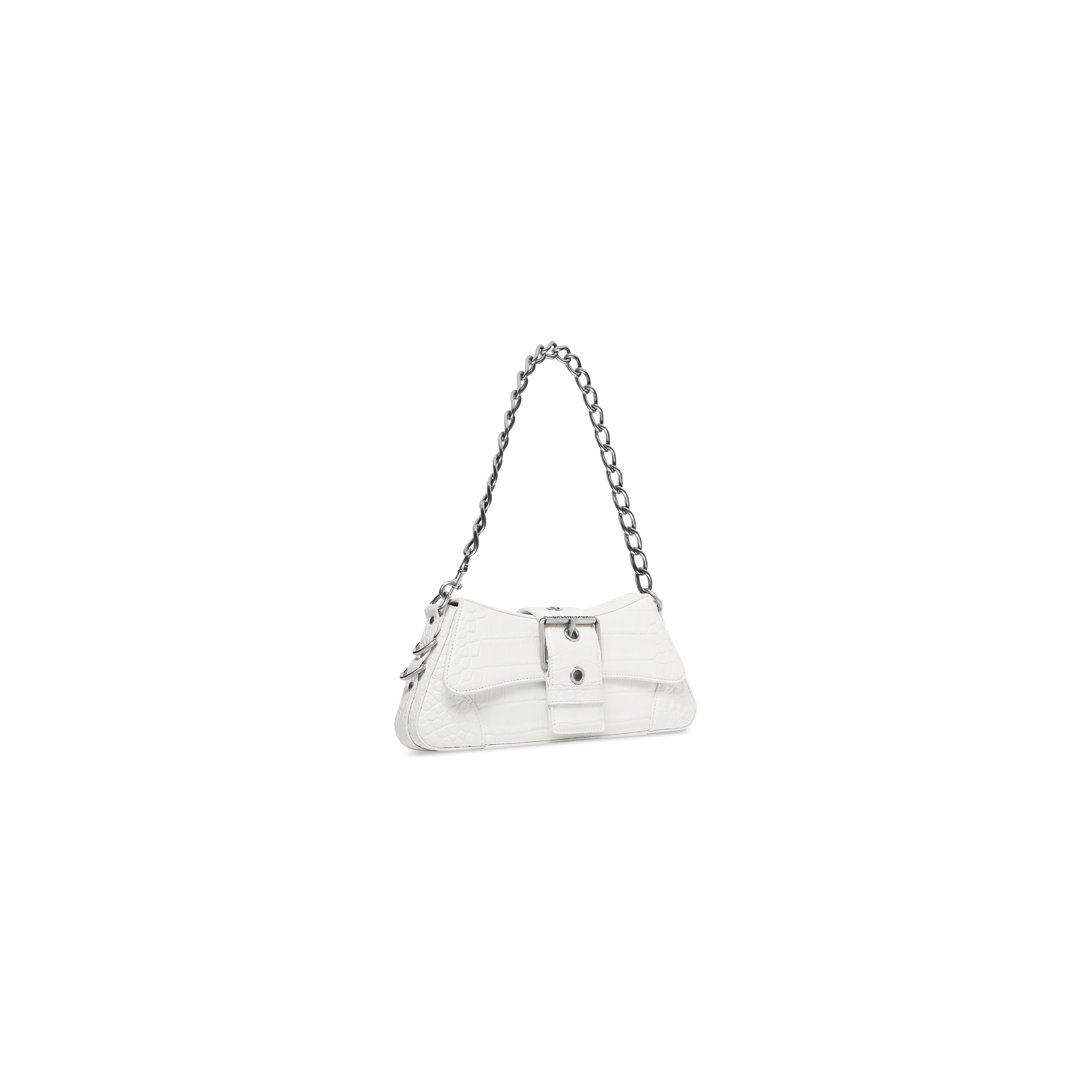 WOMEN'S LINDSAY SMALL SHOULDER BAG WITH STRAP CROCODILE EMBOSSED IN OFF WHITE