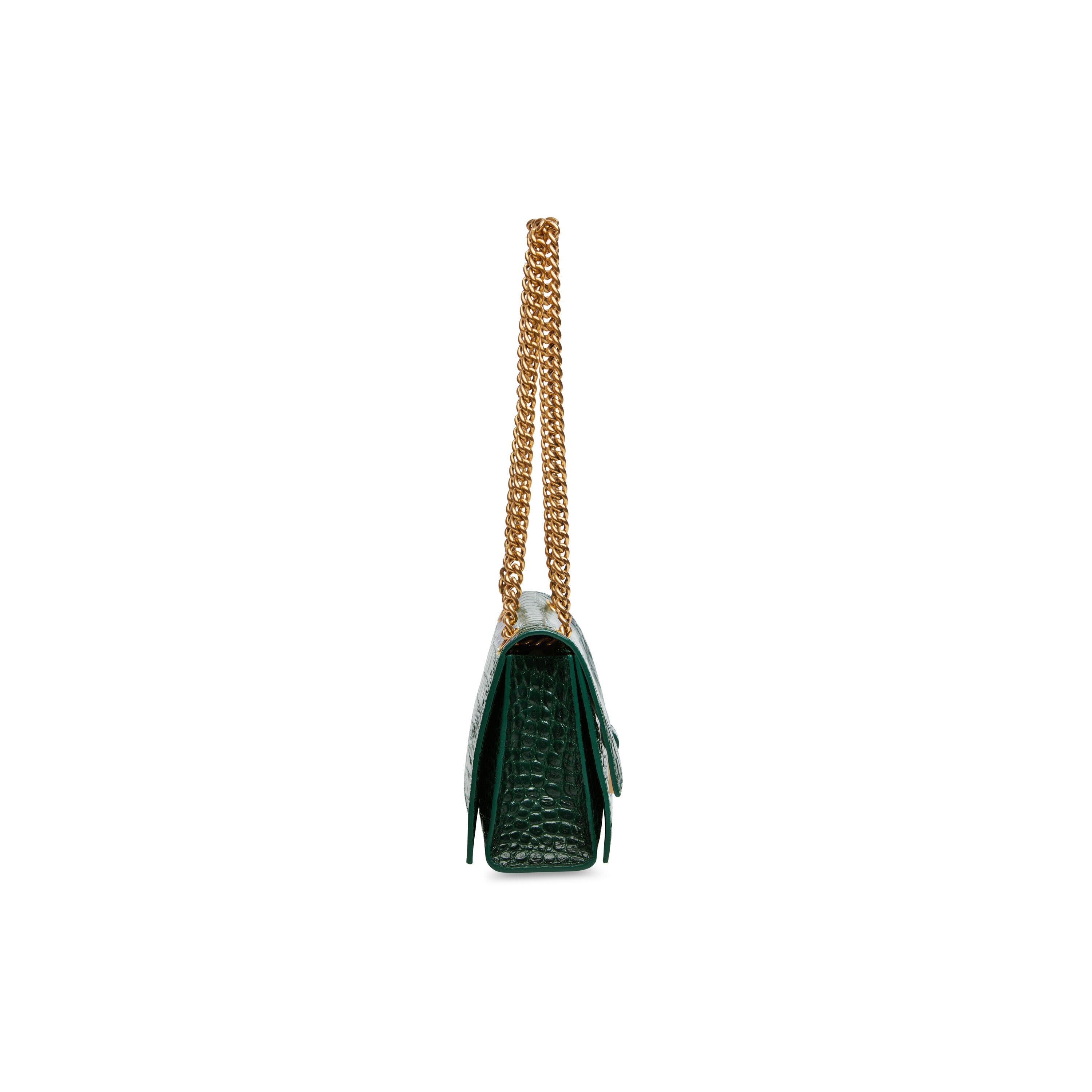 WOMEN'S CRUSH SMALL CHAIN BAG CROCODILE EMBOSSED IN FOREST GREEN