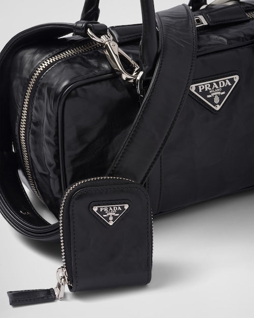 Prada Small antique nappa leather top handle bag - Black