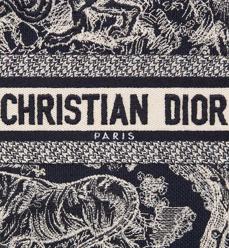 SMALL DIOR BOOK TOTE Blue Toile de Jouy Reverse Embroidery (26.5 x 21 x 14 cm)