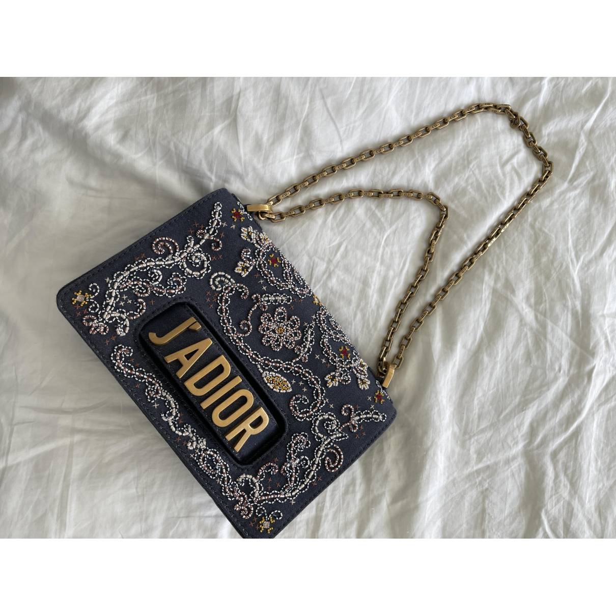 Dior J'Adior Blue Denim Embroidered Crossbody Bag