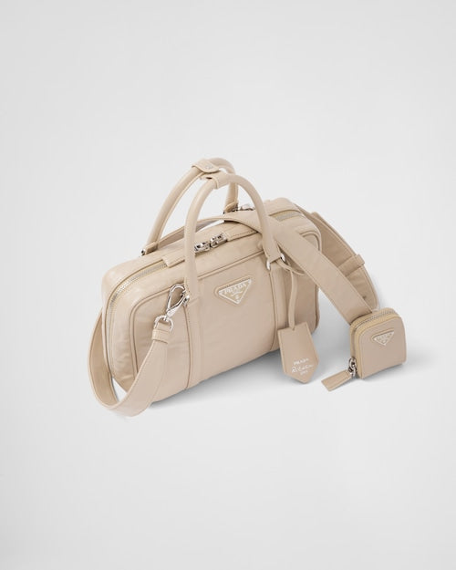 Prada Medium antique nappa leather top handle bag - Desert Beige