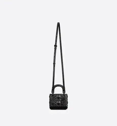 MICRO LADY DIOR BAG Black Cannage Calfskin with Diamond Motif