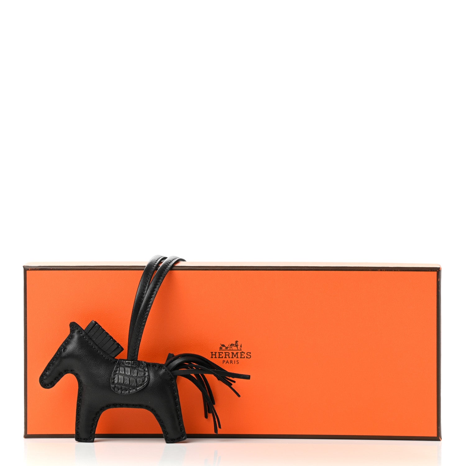 Hermès Milo Lambskin Matte Alligator Touch Grigri Rodeo Horse Bag Charm PM So Black