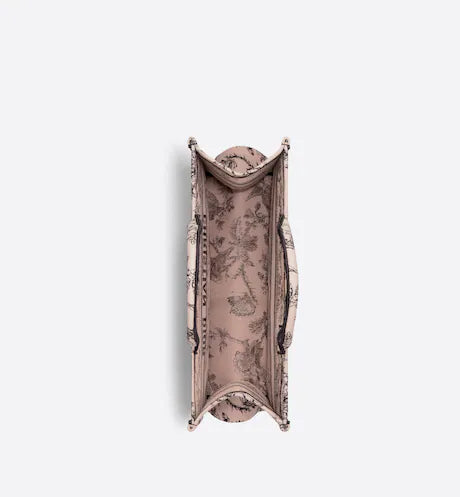 LARGE DIOR BOOK TOTE Powder Pink Dior Jardin Botanique Embroidery (42 x 35 x 18.5 cm)