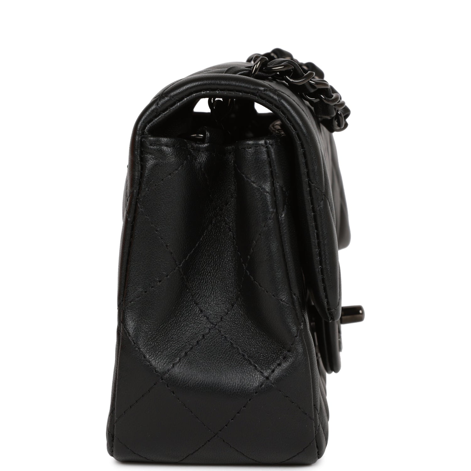 Mini Rectangular Flap Bag SO Black Lambskin Black Hardware for MR