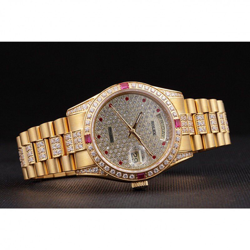 Swiss Rolex Day-Date Diamonds Yellow Gold-SRL184 621614