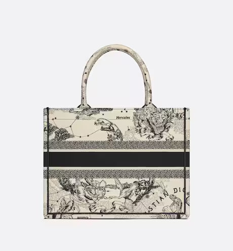 MEDIUM DIOR BOOK TOTE Latte Dior Zodiac Embroidery (36 x 27.5 x 16.5 cm)