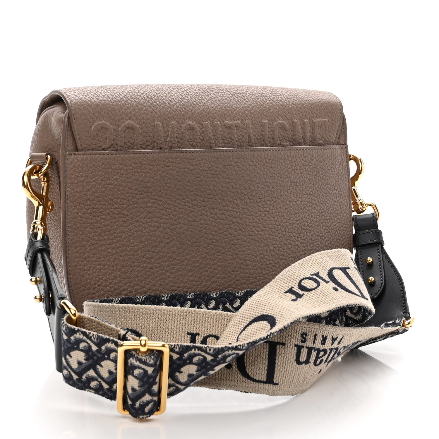 CHRISTIAN DIOR Grained Calfskin Large Bobby Flap Warm Taupe