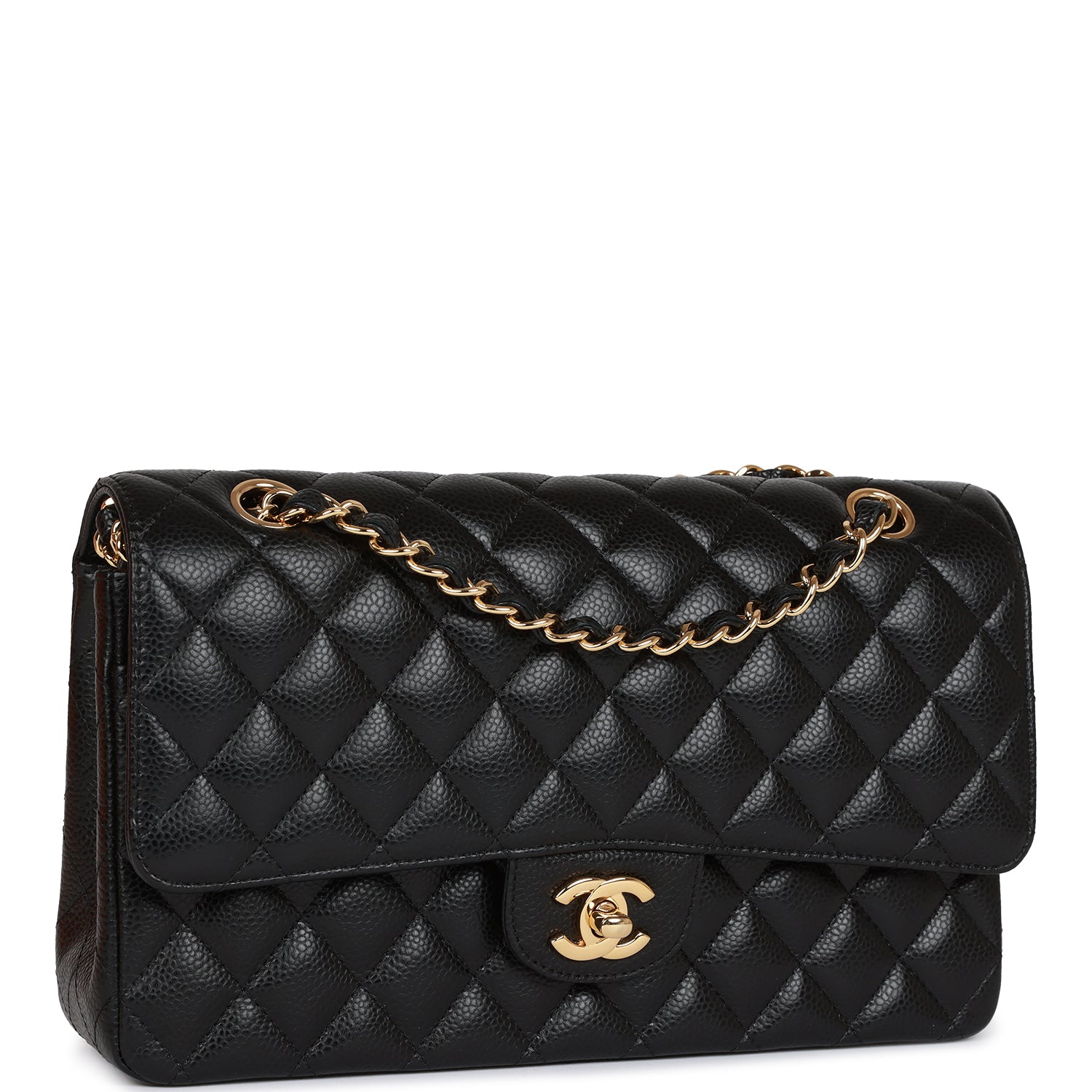 Medium Classic Double Flap Bag Black Caviar Gold Hardware