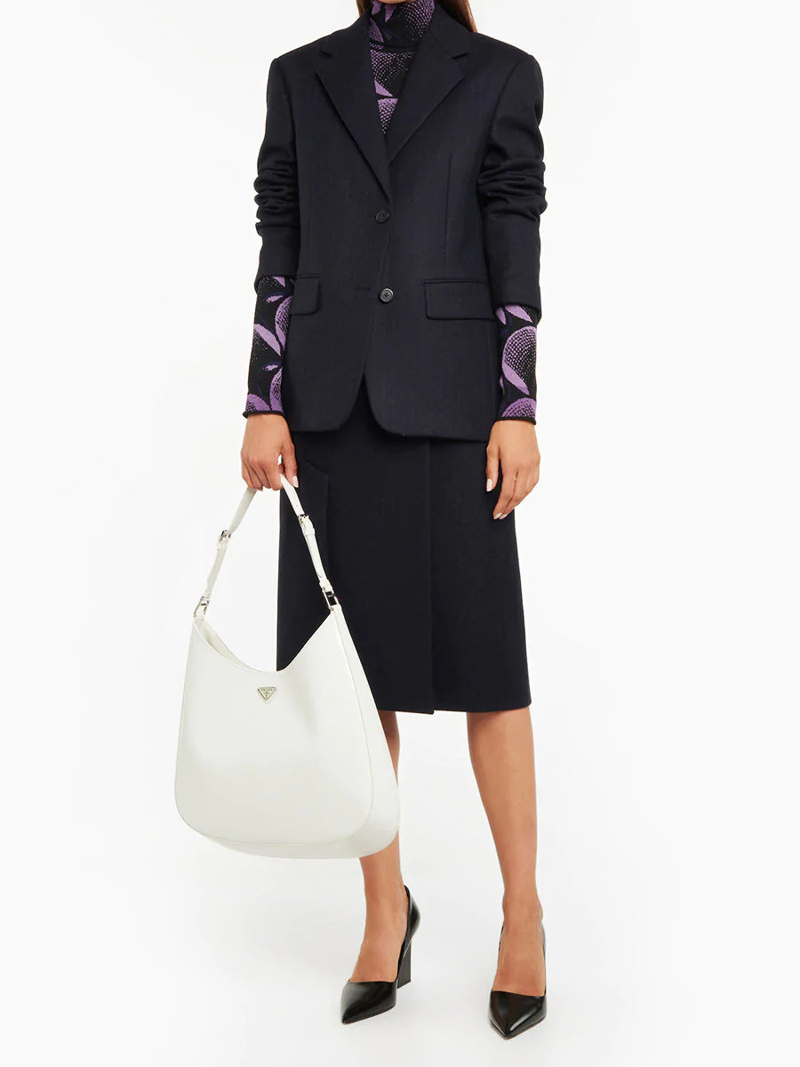 Prada Cleo Maxi Brushed Leather Shoulder Bag