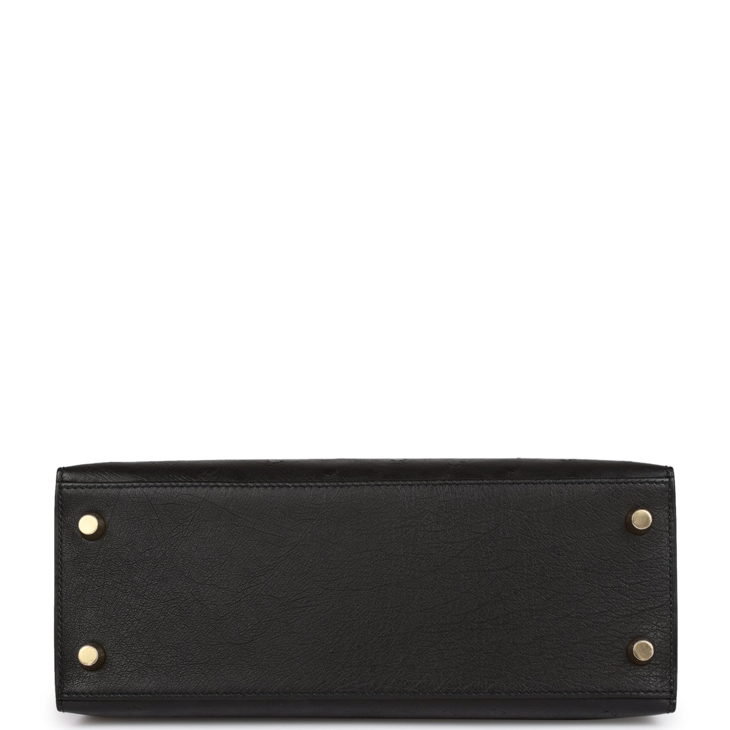Hermès Kelly Sellier 25 Black Ostrich Gold Hardware