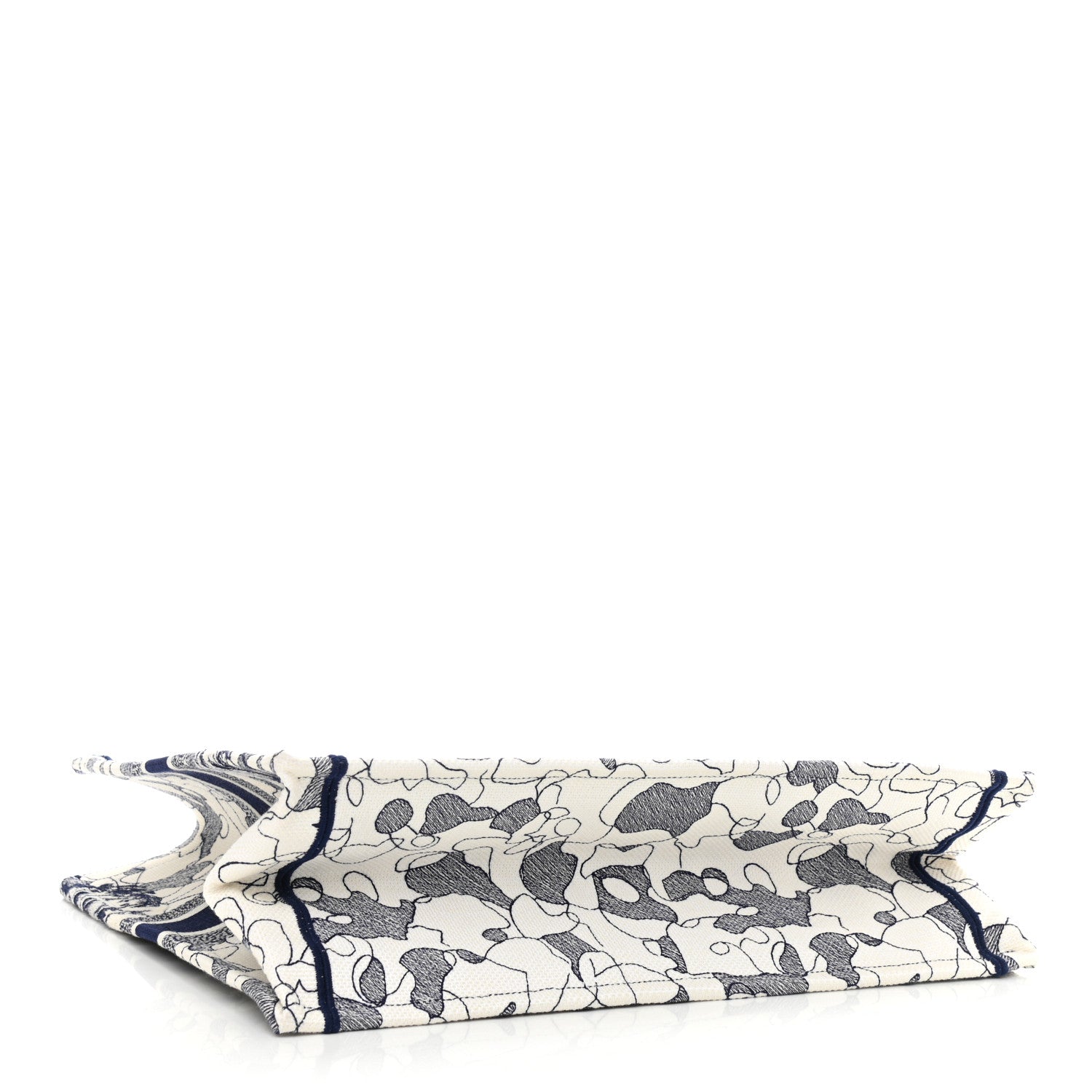 CHRISTIAN DIOR Canvas Embroidered Large Around The World Book Tote Blue