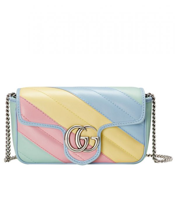 Gucci GG Marmont Super Mini Silver Logo Magnetic Buckle Chian Strap Female Latest Colorful Diagonal Quilted Leather Flap Crossbody Bag
