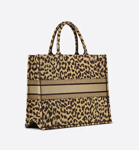 LARGE DIOR BOOK TOTE Beige Multicolor Mizza Embroidery (42 x 35 x 18.5 cm)